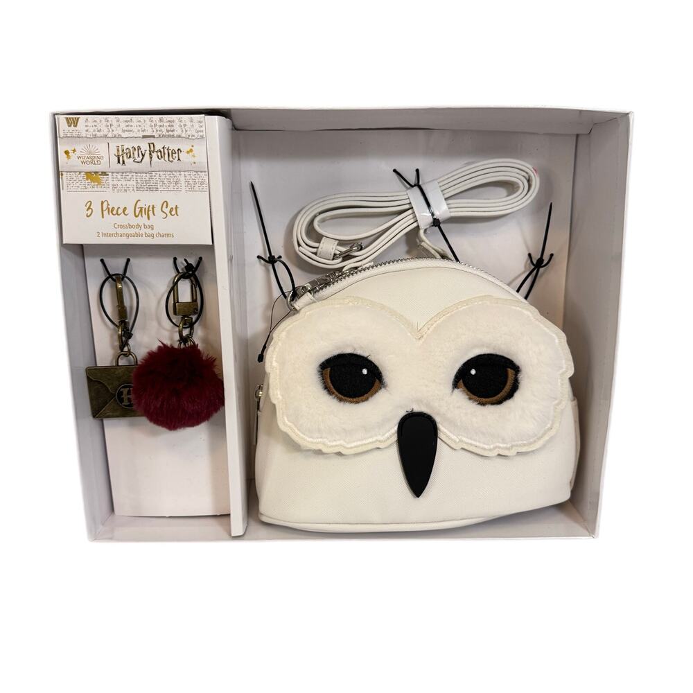 Bioworld Harry Potter 3 Piece Gift Set Hedwig OWL Crossbody Bag Purse White NIB